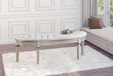 Evangeline Curved Fabric Upholstered Bench Silver Oak | Silver | Silver Oak | 223396