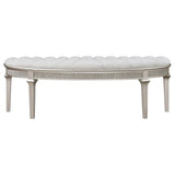Evangeline Curved Fabric Upholstered Bench Silver Oak | Silver | Silver Oak | 223396