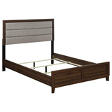 Welsley 50-inch Upholstered Eastern King Bed Walnut | Beige | Walnut | 223441KE