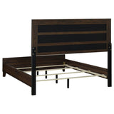 Welsley 50-inch Upholstered Eastern King Bed Walnut | Beige | Walnut | 223441KE