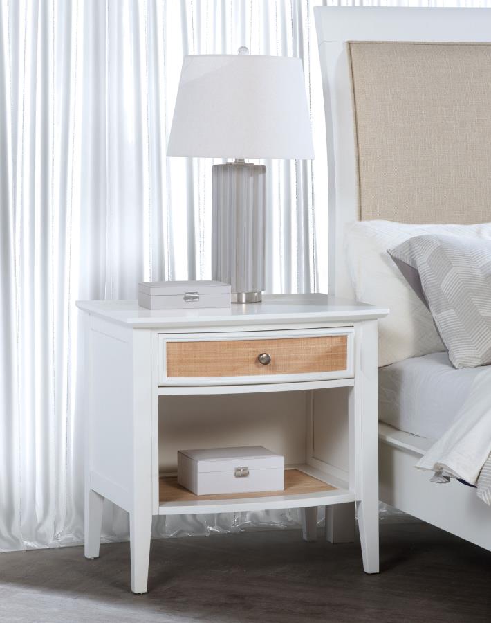 Bexhill 1-drawer Nightstand Bedside Table White | White | 223472