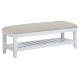 Bexhill Upholstered Rectangular Bench with Shelf White | King | White | 223476