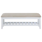 Bexhill Upholstered Rectangular Bench with Shelf White | King | White | 223476