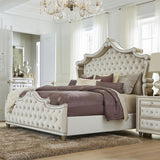 Antonella Upholstered Eastern King Panel Bed Ivory and Camel | Ivory | Ivory / Camel | 223521KE