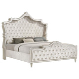 Antonella Upholstered Eastern King Panel Bed Ivory and Camel | Ivory | Ivory / Camel | 223521KE