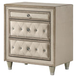 Antonella Upholstered 3-drawer Nightstand Ivory and Camel | Ivory | Ivory / Camel | 223522