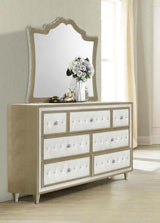 Antonella 7-drawer Upholstered Dresser with Mirror Ivory | Beige | Ivory / Camel | 223523M