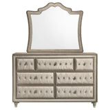 Antonella 7-drawer Upholstered Dresser with Mirror Ivory