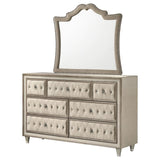 Antonella 7-drawer Upholstered Dresser with Mirror Ivory | Beige | Ivory / Camel | 223523M