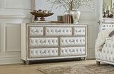 Antonella 7-drawer Upholstered Dresser Ivory and Camel | Ivory | Ivory / Camel | 223523