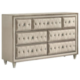 Antonella 7-drawer Upholstered Dresser Ivory and Camel | Ivory | Ivory / Camel | 223523