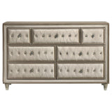 Antonella 7-drawer Upholstered Dresser Ivory and Camel | Ivory | Ivory / Camel | 223523