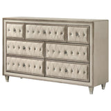 Antonella 7-drawer Upholstered Dresser Ivory and Camel | Ivory | Ivory / Camel | 223523