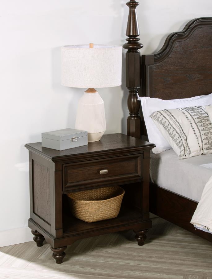 Andover 1-drawer Nightstand Bedside Table Dark Oak | King | Brown | Dark Oak | 223632