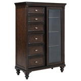 Andover 6-drawer Tempered Glass Door Chest Dark Oak | King | Brown | Dark Oak | 223637