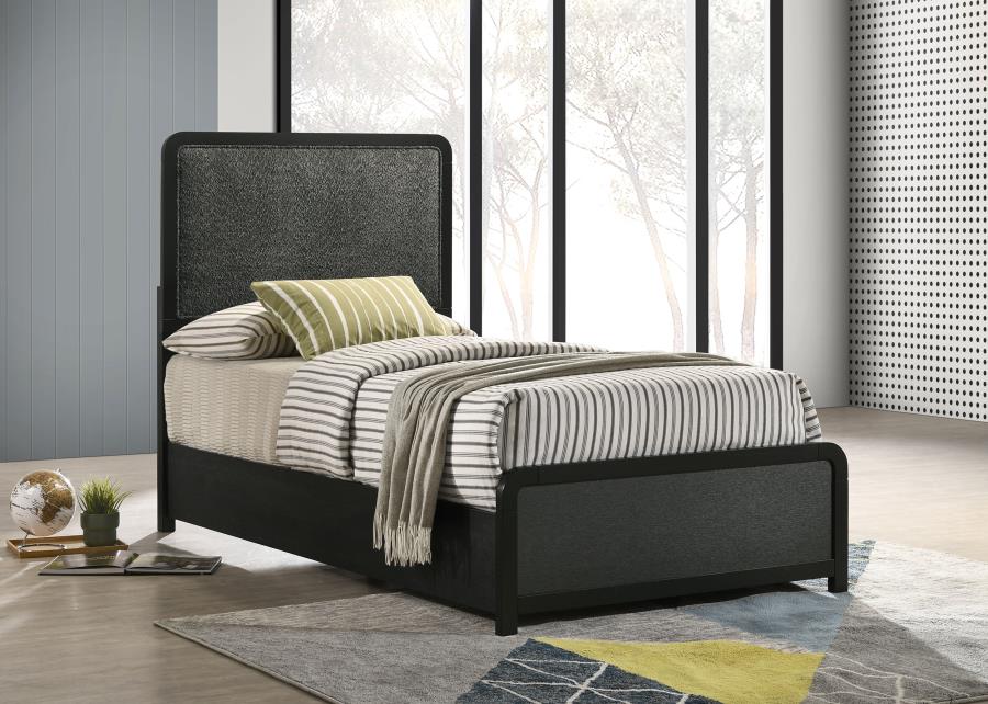 Cavelle 51-inch Upholstered Twin Panel Bed Black | Twin | Black | 223661T