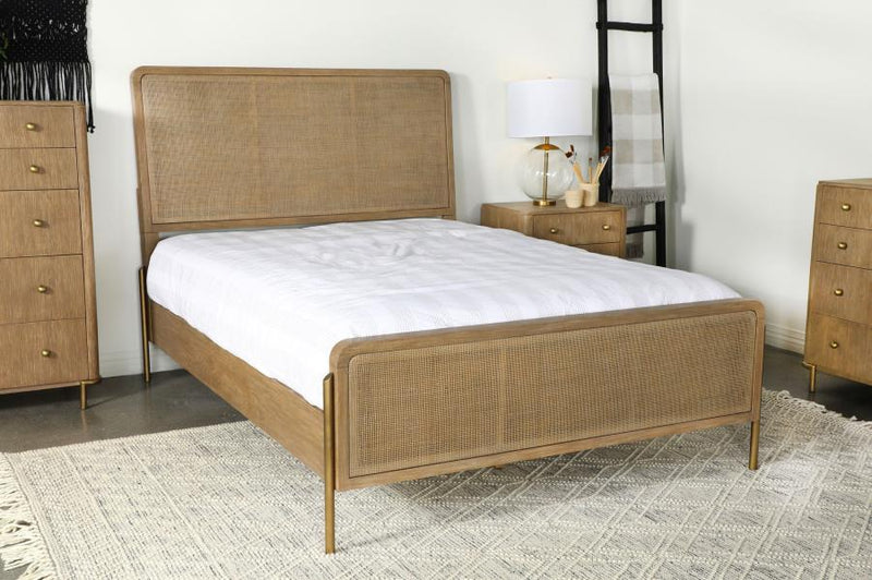 Arini Rattan Panel Bed Sand Wash and Natural