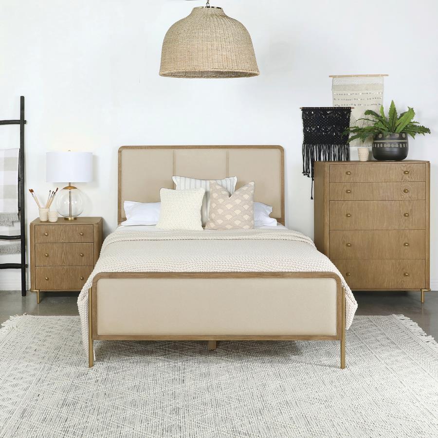 Arini 56-inch Queen Panel Bed Cream and Sand Wash | Queen | Ivory | Sand Wash | 224301QCRM