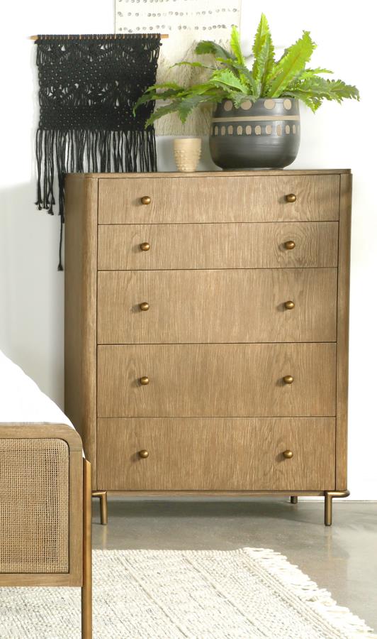 Arini 5-drawer Bedroom Chest Sand Wash | Brown | Sand Wash | 224305