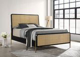 Arini Rattan Queen Panel Bed Black and Natural | Queen | Black | 224330Q