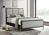 Arini Upholstered Panel Bed Black and Grey