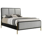 Arini Upholstered Eastern King Panel Bed Black and Grey | Black | Black / Grey | 224331KE