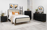 Arini 56-inch California King Panel Bed Cream and Black | Ivory | Black | 224331KWCRM
