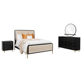 Arini 4-piece Queen Bedroom Set Cream and Black | Gallery | 224331QCRM-S4 224331KECRM-S4 224331KWCRM-S4 224331QCRM-S5 224331KECRM-S5 224331KWCRM-S5