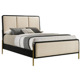 Arini 56-inch Queen Panel Bed Cream and Black | Queen | Black | 224331QCRM