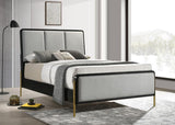 Arini Upholstered Queen Panel Bed Black and Grey | Queen | Black | Black / Grey | 224331Q