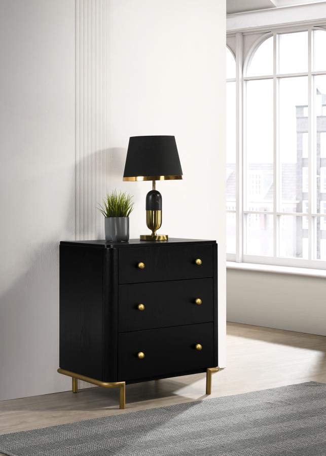 Arini 3-drawer Nightstand Black | Black | 224332