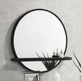 Arini Round Vanity Wall Mirror with Shelf Black | Black | 224338