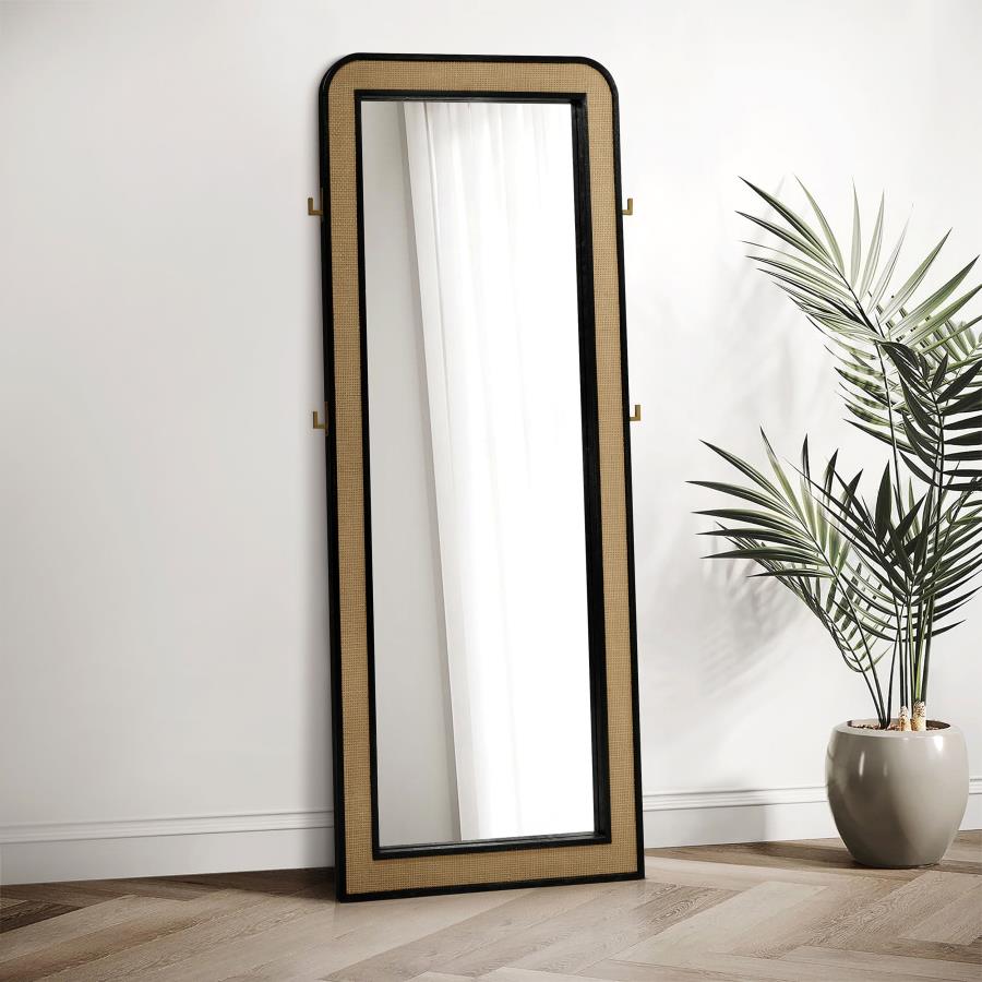 Arini Cane Weave Full Length Standing Floor Mirror Black | Full | Black | 224339