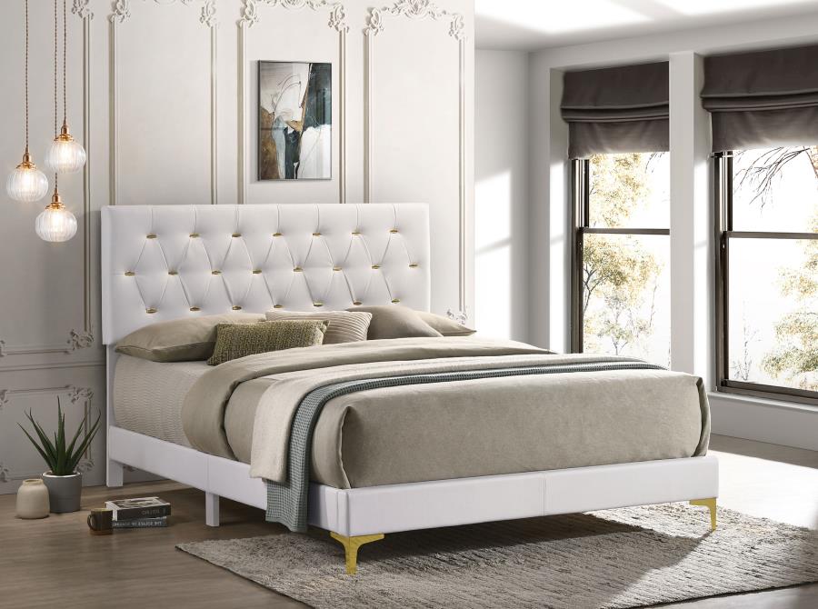 Kendall Upholstered Queen Panel Bed White | Queen | White | 224401Q
