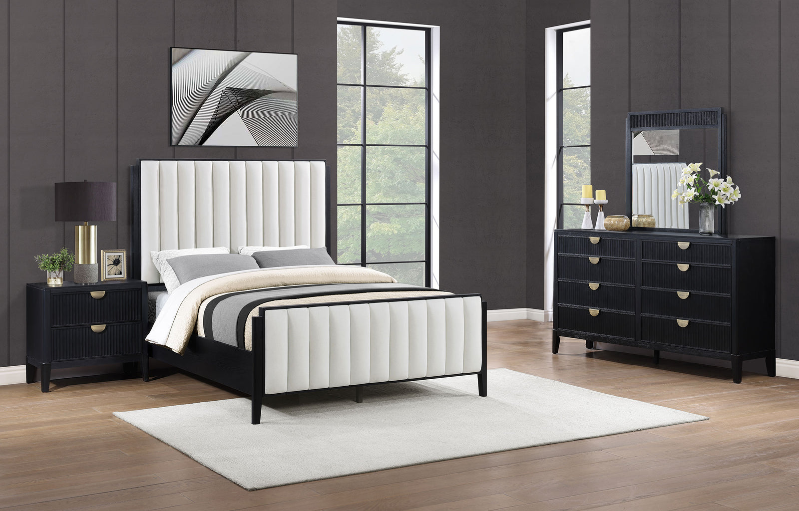Brookmead 4-piece Upholstered Queen Bedroom Set Black | Queen / 4-piece | 224710Q-S4