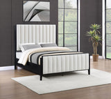 Brookmead 60-inch Upholstered Queen Bed Black | Queen | Ivory | Black | 224710Q