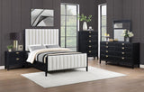 Brookmead 60-inch Upholstered Queen Bed Black | Queen | Ivory | Black | 224710Q