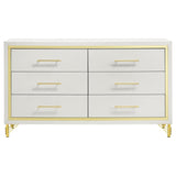 Lucia 4-piece Eastern King Bedroom Set Beige and White | Beige | Beige / White | 224731KE-S4