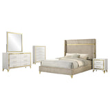 Lucia 4-piece Queen Bedroom Set Beige and White