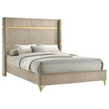 Lucia 61-inch Upholstered Eastern King Wingback Bed Beige | Beige | 224731KE