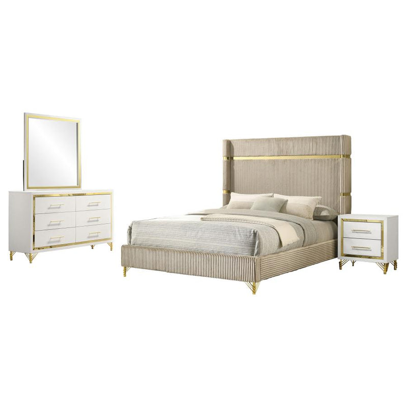 Lucia 4-piece Bedroom Set Beige and White