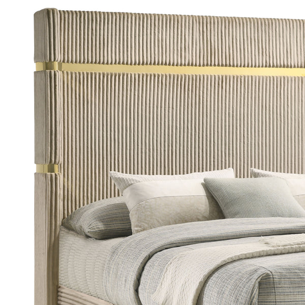 Seraphina 61-inch Upholstered Queen Wingback Bed Beige