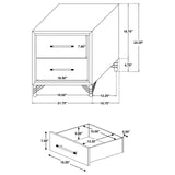 Lucia 2-drawer Nightstand Bedside Table White | White | 224732