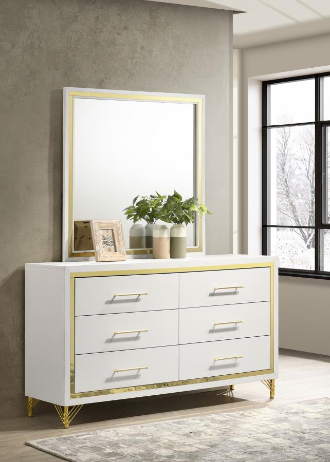 Lucia 6-drawer Dresser with Mirror White | Full | White | 224733M