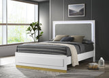 Caraway Wood Eastern King LED Panel Bed White | White | 224771KE
