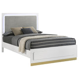 Caraway Wood Eastern King LED Panel Bed White | White | 224771KE