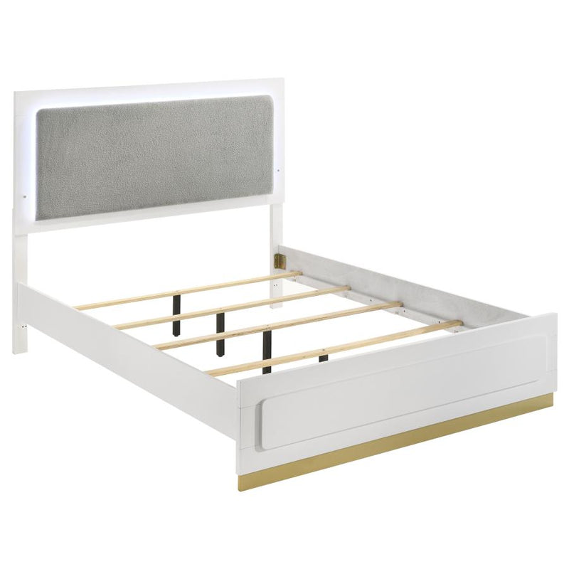 Caraway Wood LED Panel Bed White