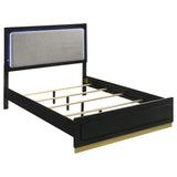 Caraway Wood Eastern King LED Panel Bed Black | Black | 224781KE