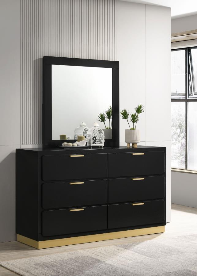 Caraway 6-drawer Dresser with Mirror Black | Black | 224783M