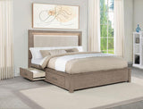 Kenora 56-inch Eastern King LED Storage Bed Barley Brown | Brown | Barley Brown | 224850KE